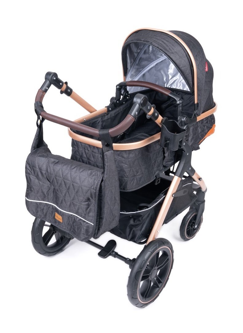 Hababy B1D - one fold-to-half luxury pram 2 in 1 - Black  - Image 2
