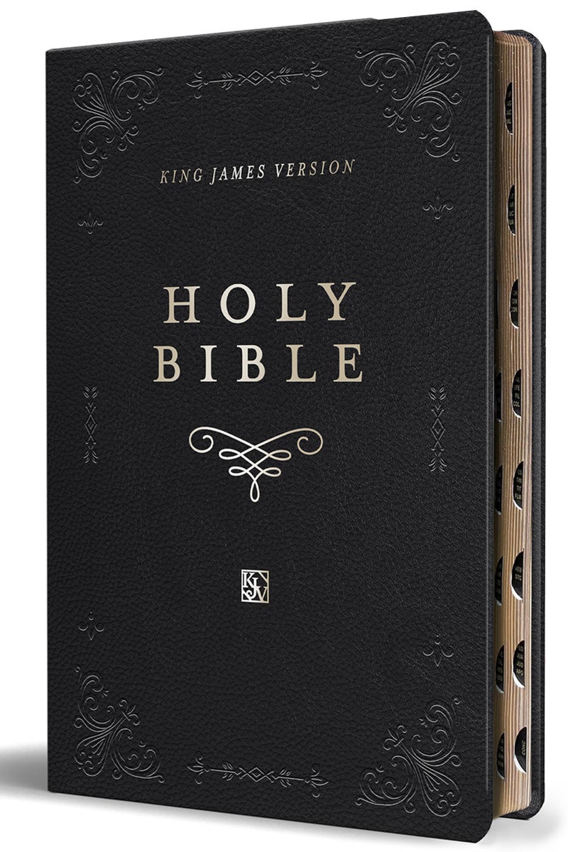 KJV Holy Bible, Giant Print Thinline Large format, Black Premium Imitation Leath er with Ribbon Marker, Red Letter, and Thumb Index - Image 1