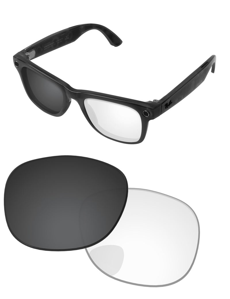 PapaViva Replacement Lenses Compatible with Ray-Ban Meta RW4008 53mm Sunglass Eclipse Gray Photochromic Non-polarized - Image 1