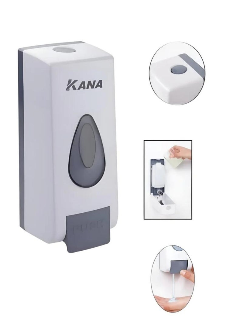 Kana Wall Mounted Soap Dispenser 360ml - Multi-Purpose Liquid Hand Sanitizer & Soap Pump for Kitchen, Bathroom, Hotels, Restaurants and Office - Hygienic & Easy Installation, Wall Mounted Manual Foaming Soap Dispenser White/Gray.  - Image 4