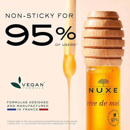 NUXE Rêve de Miel Honey Lip Oil With Vitamin E and Lavender for Moisturized Shiny Lips, 97 Percent Natural, 0.33 Fl Oz - Image 4