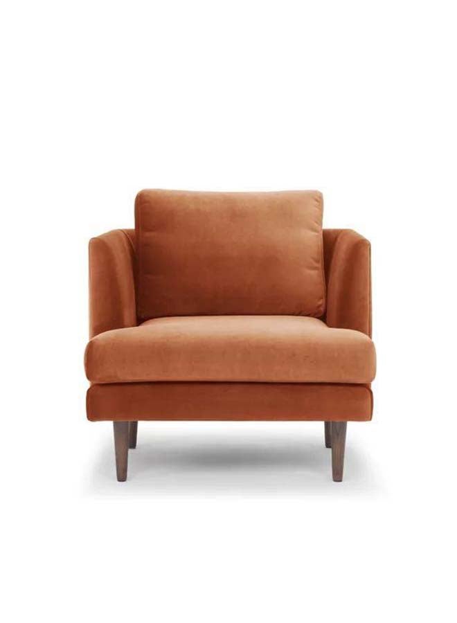 Al Home Burnt Orange Velvet Chair Swedish Wood By Alhome 80x85 cm 