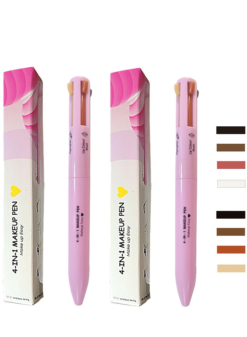 Generic 4 in 1 Makeup Pen, Eye Liner, Lip Liner, Brow Liner Eyebrow Pencil, Highlighter Pen for Eye, Lip and Face Makeup, Long Lasting, Waterproof, Blendable, Multi-Function Beauty Pencil, Pack of 2  - Image 1