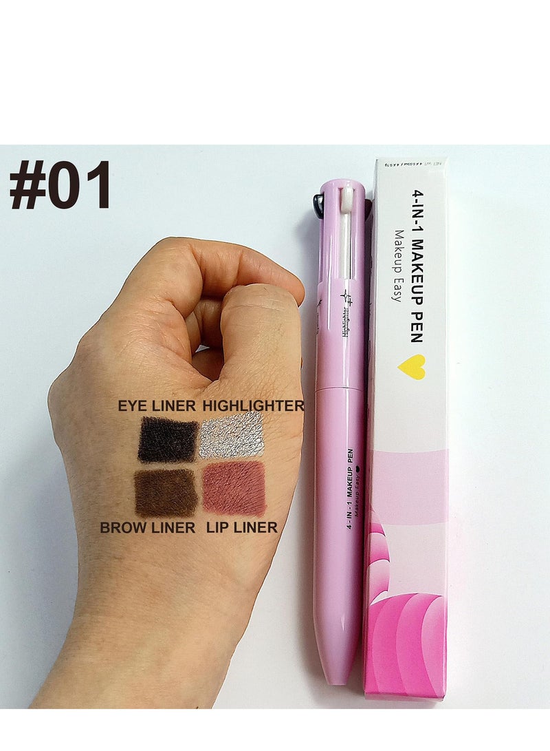 Generic 4 in 1 Makeup Pen, Eye Liner, Lip Liner, Brow Liner Eyebrow Pencil, Highlighter Pen for Eye, Lip and Face Makeup, Long Lasting, Waterproof, Blendable, Multi-Function Beauty Pencil, Pack of 2  - Image 2