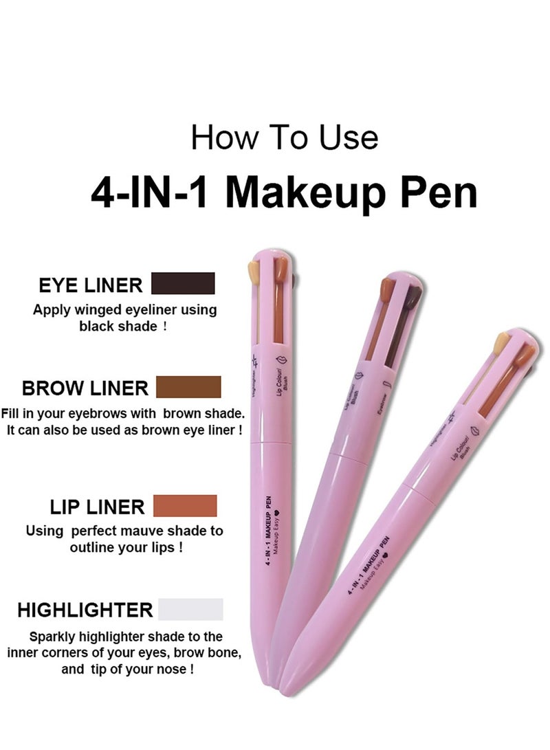 Generic 4 in 1 Makeup Pen, Eye Liner, Lip Liner, Brow Liner Eyebrow Pencil, Highlighter Pen for Eye, Lip and Face Makeup, Long Lasting, Waterproof, Blendable, Multi-Function Beauty Pencil, Pack of 2  - Image 4