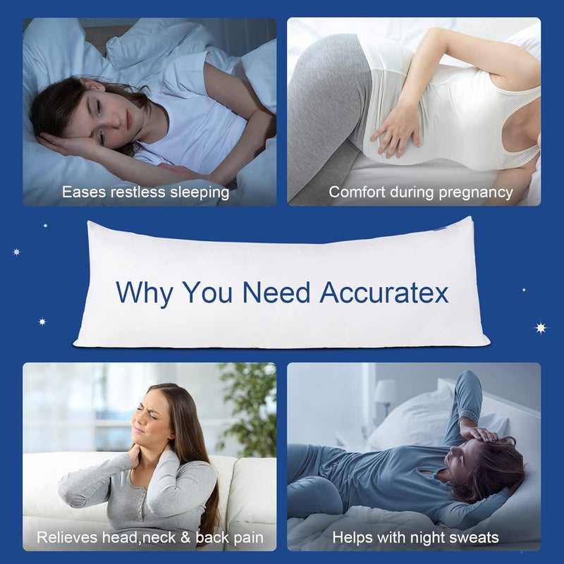 ACCURATEX Full Body Pillow for Adults,Shredded Memory Foam Filling,46x132cm | removable cotton cover,side sleeper,adjustable loft,fluffy down alternative - Image 5