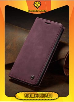 CaseMe For Nothing Phone (1)  Flip Case Wallet Protection Leather Cover with Card Holder (Red) 