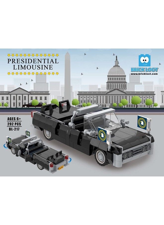 Brick Loot - Presidential Limousine Limo Toy Building Blocks Set 292 Pieces 100% Compatible Fits Lego And Other Major Brick Brands - Image 1