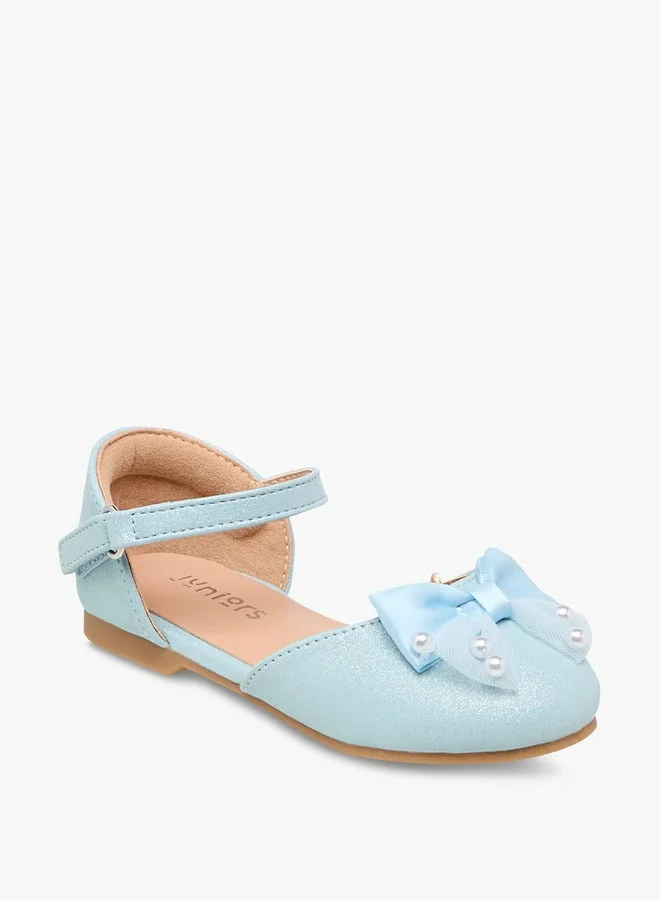 JUNIORS Bow Embellished Ballerina Shoes with Hook and Loop Closure