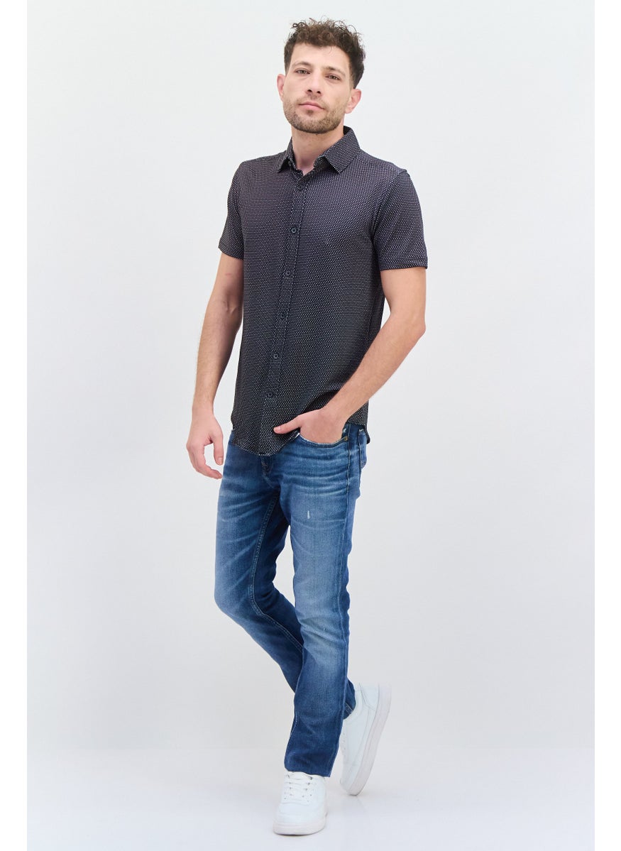 Bruno Milano Men Regular Fit Allover Printed Short Sleeves Casual Shirt, Black  - Image 3