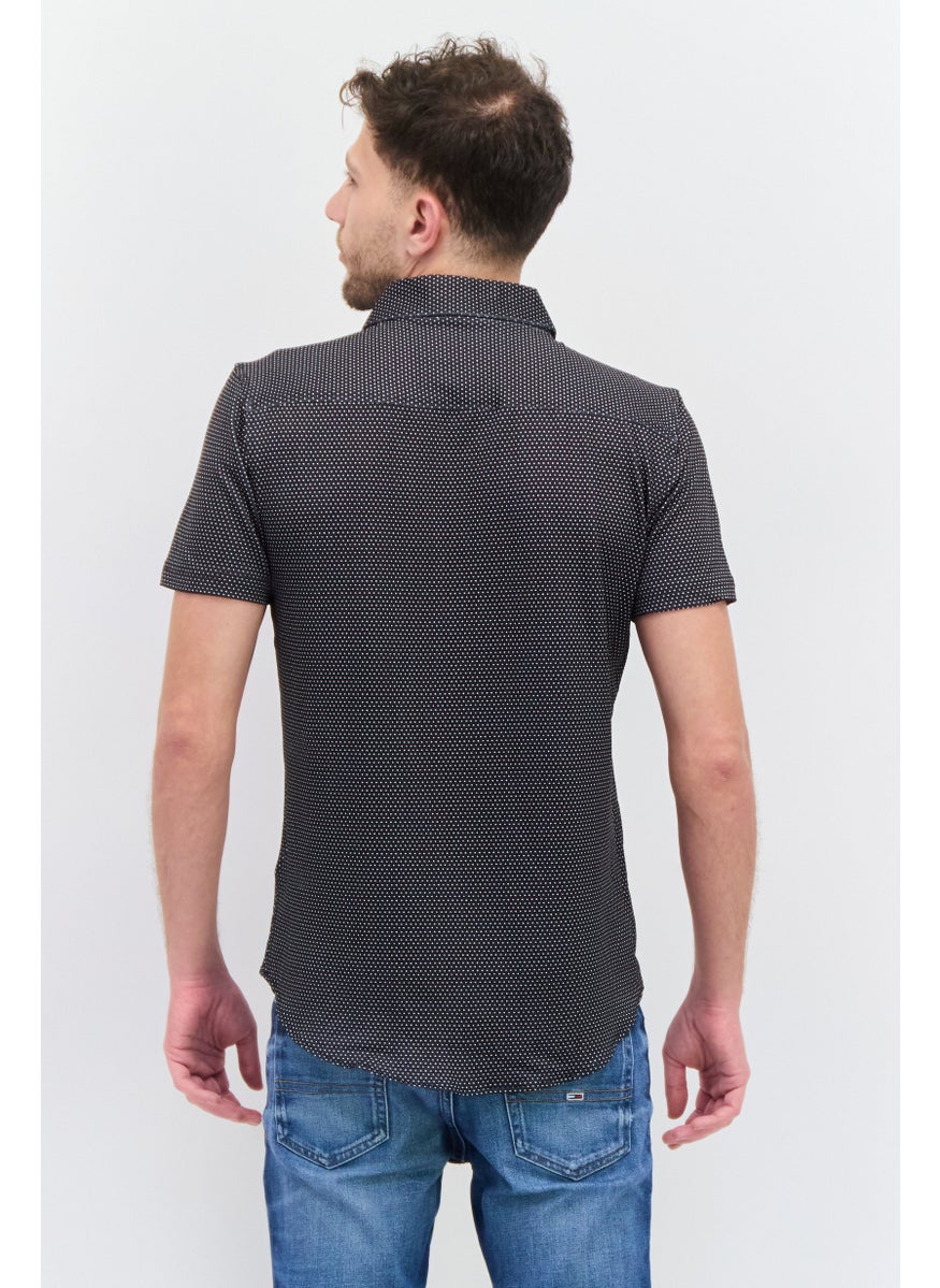 Bruno Milano Men Regular Fit Allover Printed Short Sleeves Casual Shirt, Black  - Image 2