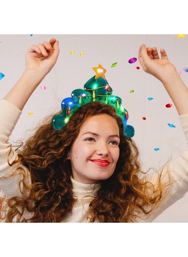 أسورنا عصابة رأس Aceorna المضيئة لعيد الميلاد على شكل شجرة ونجوم وطوق شعر LED متوهج وعصابات رأس لامعة لعيد الميلاد وغطاء رأس للمهرجان للنساء - Image 4