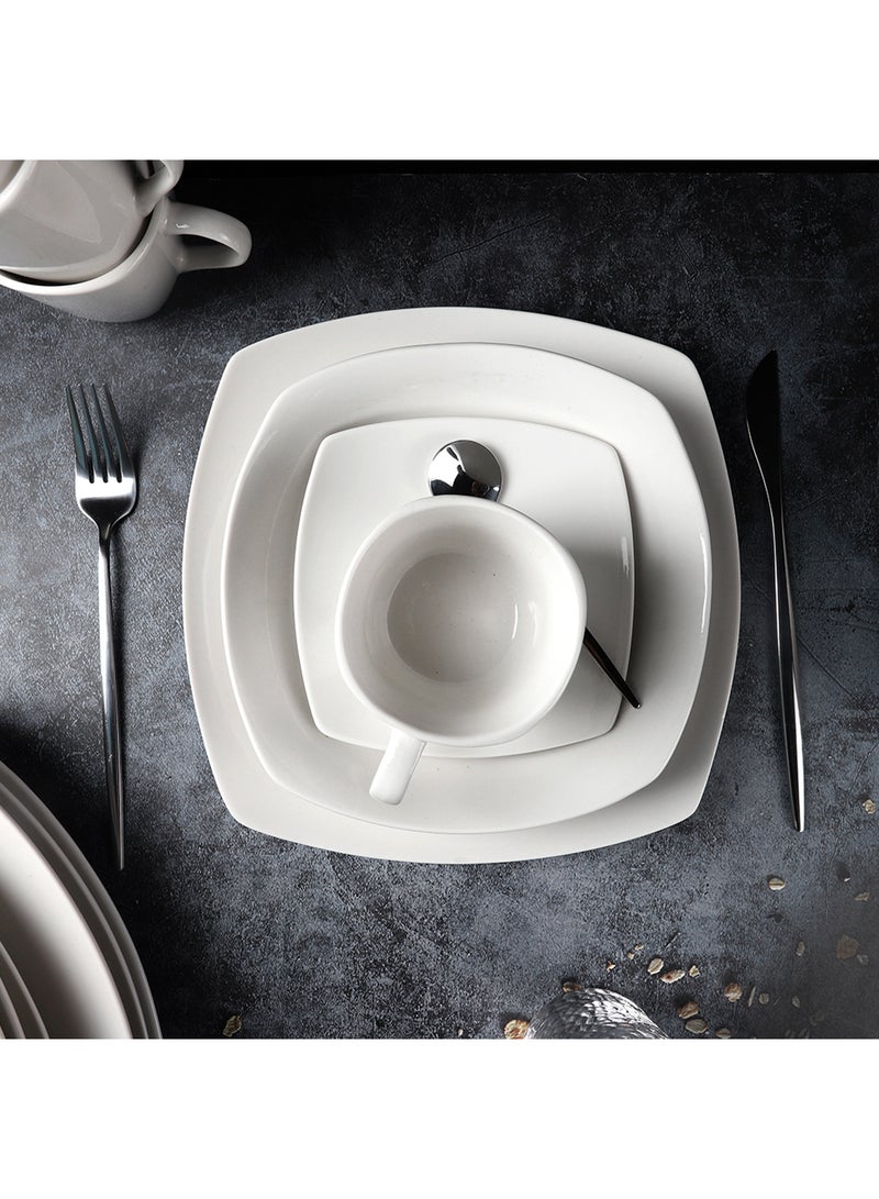 20 Piece Porcelain Dinnerware Set for 4, Kitchen Plates, Bowls And Cup&Saucer set,Dishwasher & Microwave Safe,Serve for 4 - All White Color - Image 3