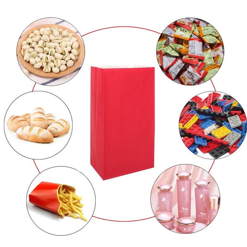 KEYYOOMY Small Red Paper Bags Red Party Favor Bags Wedding Party Goodie Bag Paper Lunch Bag (24 CT, 9.4 x 5.1 x 3.1 In) - Image 4