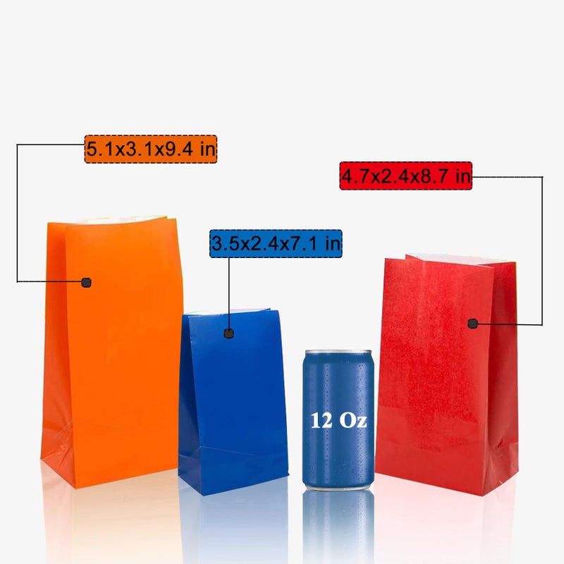 KEYYOOMY Small Red Paper Bags Red Party Favor Bags Wedding Party Goodie Bag Paper Lunch Bag (24 CT, 9.4 x 5.1 x 3.1 In) - Image 2