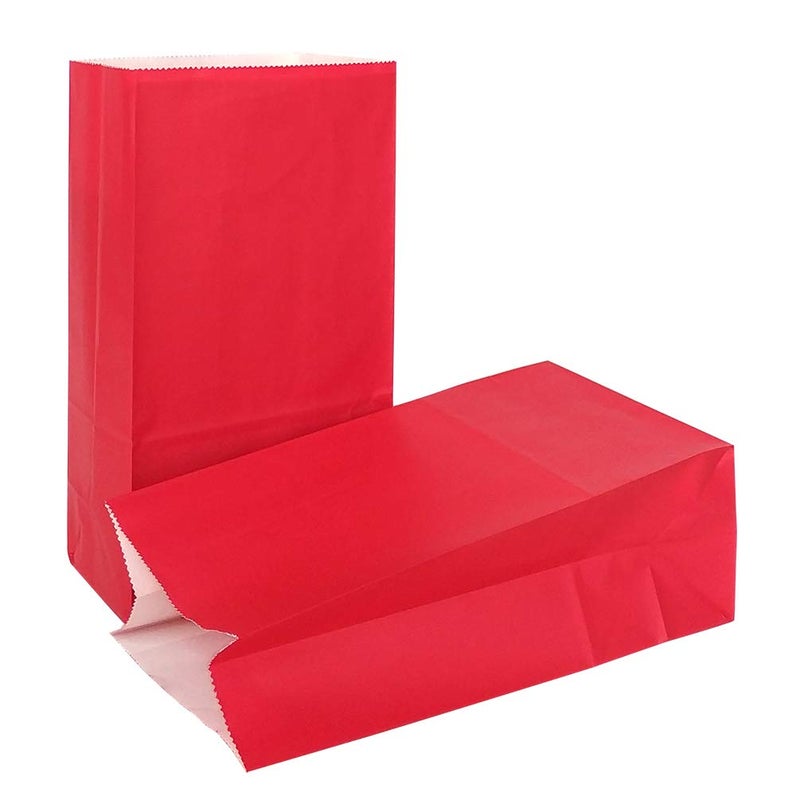 KEYYOOMY Small Red Paper Bags Red Party Favor Bags Wedding Party Goodie Bag Paper Lunch Bag (24 CT, 9.4 x 5.1 x 3.1 In) - Image 1