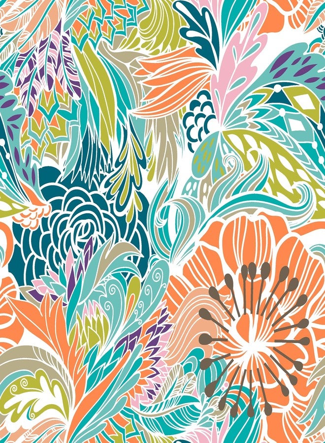 Grand Linen GrandLinen 3-Piece Fine Printed Oversize (100 X 95 Inch) Bohemian Vibrant and Bright Quilt Set Reversible Bedspread Coverlet Queen Size Bed Cover (Turquoise, Blue, Orange Boho, Multi Floral) - Image 2