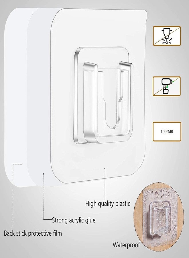 Roktry 10 Pair Double Sided Adhesive Wall Hooks Heavy-Duty Self-Adhesive Hooks, Wall-Sticking Hooks for Organization Bathroom Kitchen and Office - Image 3