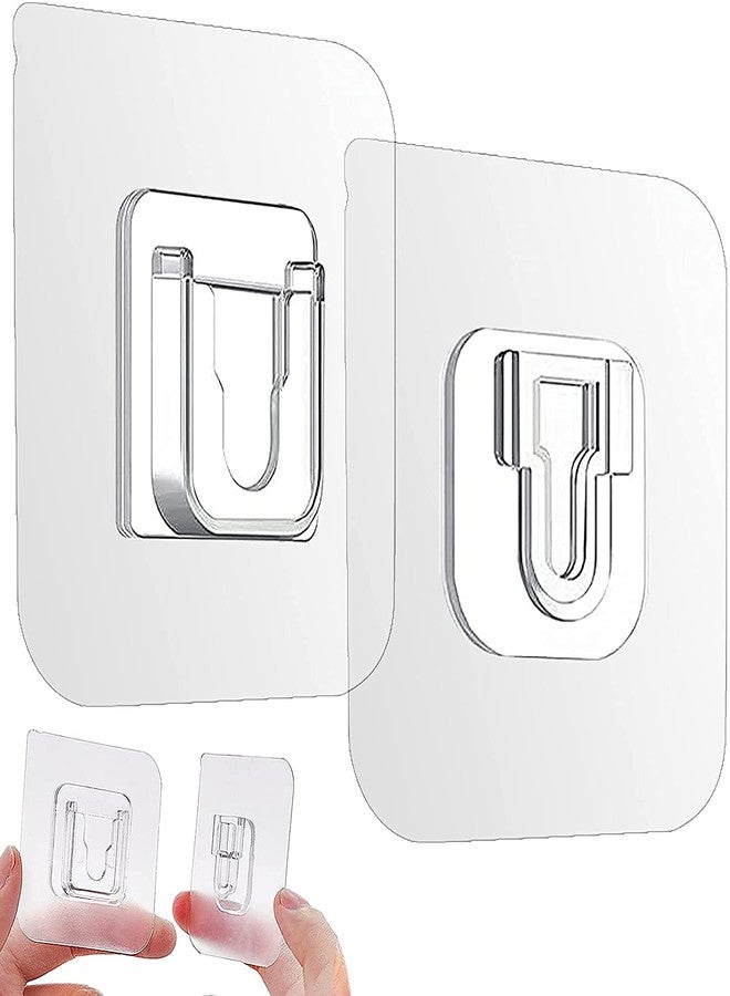 Roktry 10 Pair Double Sided Adhesive Wall Hooks Heavy-Duty Self-Adhesive Hooks, Wall-Sticking Hooks for Organization Bathroom Kitchen and Office - Image 1