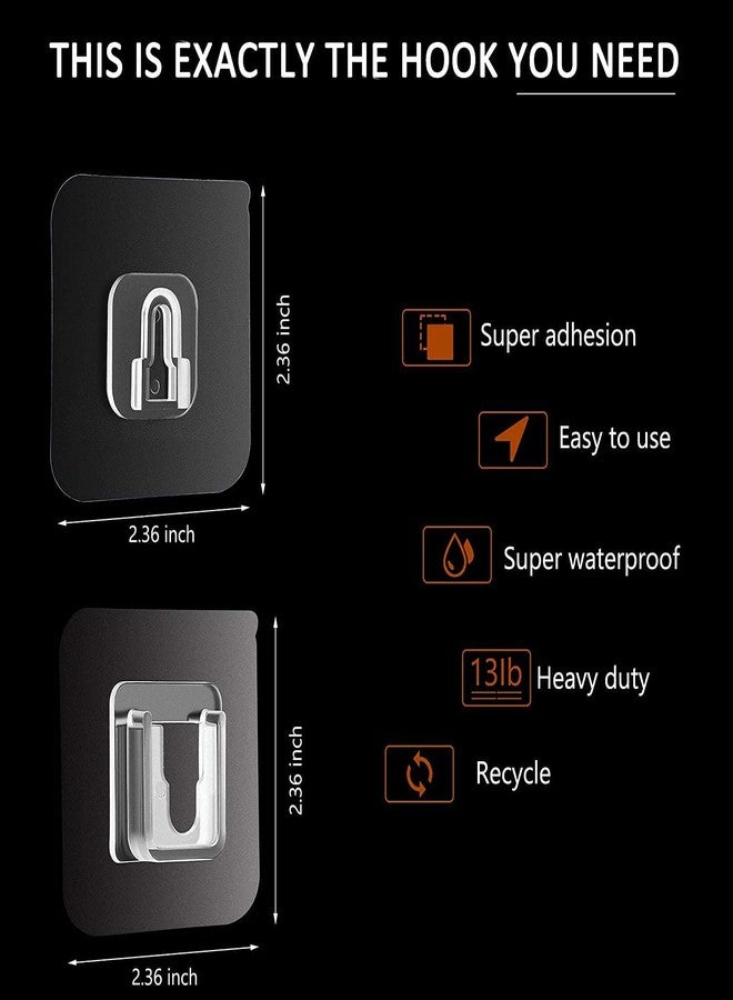 Roktry 10 Pair Double Sided Adhesive Wall Hooks Heavy-Duty Self-Adhesive Hooks, Wall-Sticking Hooks for Organization Bathroom Kitchen and Office - Image 2
