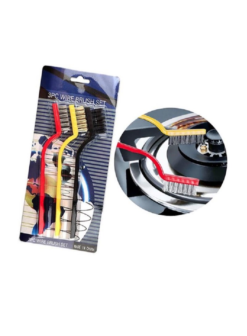 Multi-functional small wire brushes for cleaning rust and metal, effective for gas stoves, cleaning welding residue, paint, and rust - 3 Pack - Image 1
