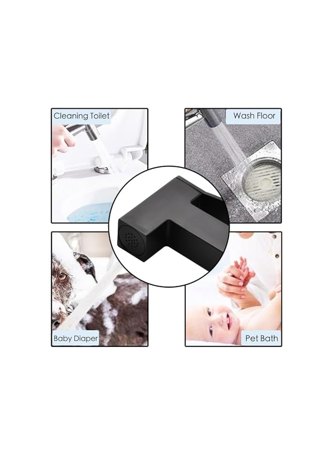 The Bros مجموعة شطاف، رشاش بيديت للمرحاض مع خرطوم بطول 1.2م ومقعد للاستحمام والنظافة الشخصية (أسود) - Image 5