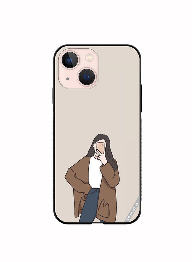 VR CREATIVE Protective Case Cover For Apple iPhone 13 mini Minimilist Girl Design Multicolour - Image 1