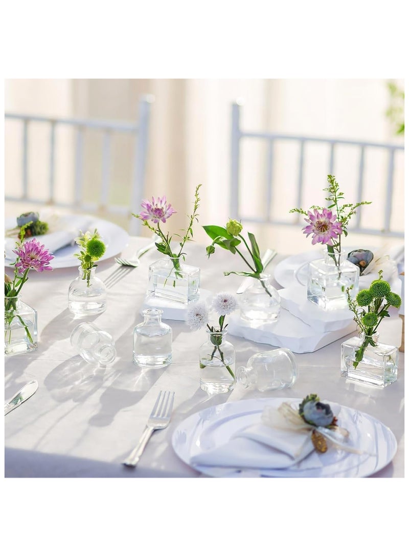 فوك مجموعة 5 مزهريات زجاجية شفافة صغيرة - مزهريات زهور لديكور حفلات الزفاف والطاولات والمطاعم - Image 3