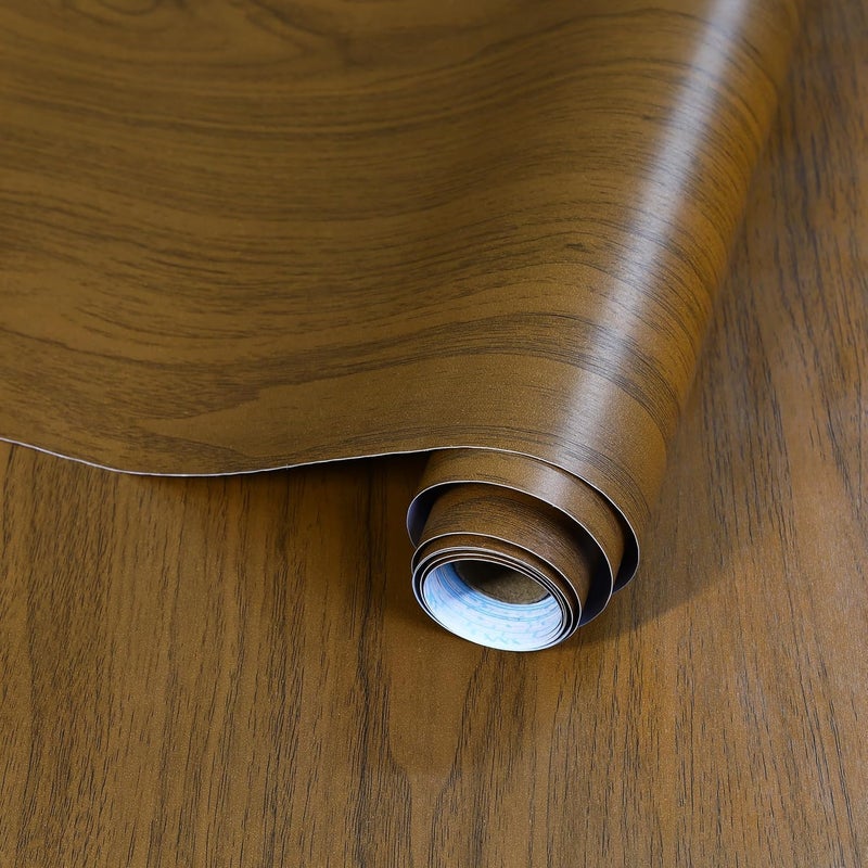 ROSASTELLA Self Adhesive Decorative Peel Stick Waterproof Wooden Wallpaper Wall Decor Removable Wall Paper for Living Room Hall Decoration PVC Vinyl DIY Contact Paper 45x304cm (Light Brown Wood) - Image 3