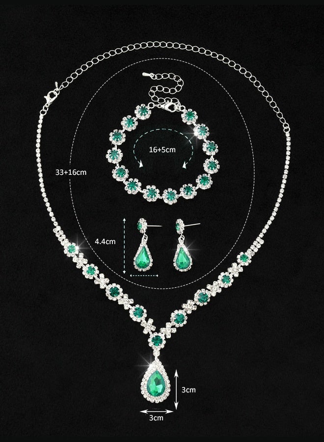 Hilyagems Girls Jewellery Silver 3-Piece Set | French Casual Style Crystal Necklace, Earrings & Bracelet | Sparkling Gift - Image 4