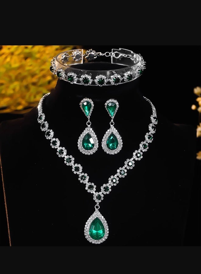 Hilyagems Girls Jewellery Silver 3-Piece Set | French Casual Style Crystal Necklace, Earrings & Bracelet | Sparkling Gift - Image 5
