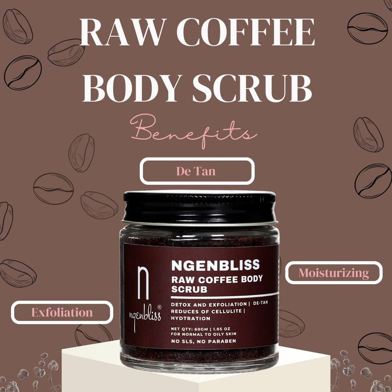 Ngenbliss Raw Coffee Body Scrub | Deep Exfoliation & Tan Removal | Natural Skin Polisher | 60g - Image 2