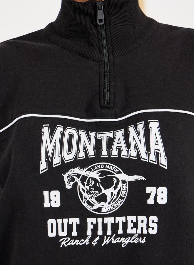 ستايلي سويت شيرت بقصة فضفاضة ونصف سحَّاب غلق - Image 3