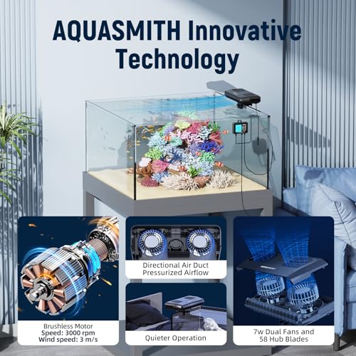 AQUASMITH Aquarium Chiller Fan,Fish Tank Cooler with Temperature Control,Minimum Setting 59℉,Auto Start/Stop,Refrigeration Effect 3-7℉,3-Speed Modes,for Axolotl Seawater Freshwater Coral Grass Tank - Image 5