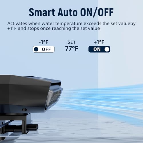 AQUASMITH Aquarium Chiller Fan,Fish Tank Cooler with Temperature Control,Minimum Setting 59℉,Auto Start/Stop,Refrigeration Effect 3-7℉,3-Speed Modes,for Axolotl Seawater Freshwater Coral Grass Tank - Image 4
