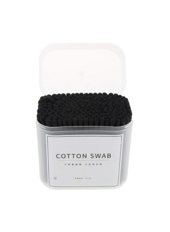 Phenovo Phenovo Pack 200pcs Cotton Swabs Makeup Applicator With Wooden Handle Double Ended Head Cotton Buds Stick Ear Cleaner - Black, as described - Image 3