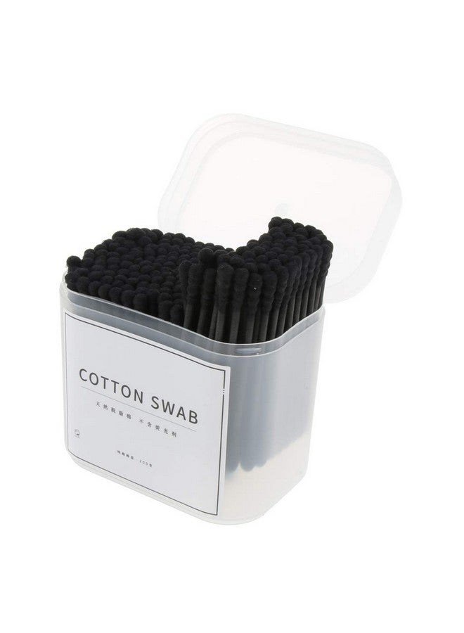 Phenovo Phenovo Pack 200pcs Cotton Swabs Makeup Applicator With Wooden Handle Double Ended Head Cotton Buds Stick Ear Cleaner - Black, as described - Image 2