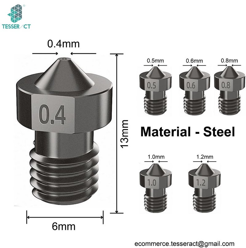TESSERACT 0.5mm Hardened Steel Nozzle for 3D Printer | V6 Type HS Nozzle for 3D Printing with 1.75 mm filament | High Temperature Wear Resistant Compatible with E3D Hotend (Qty- 2 HS Nozzles V6 0.5mm) - Image 3