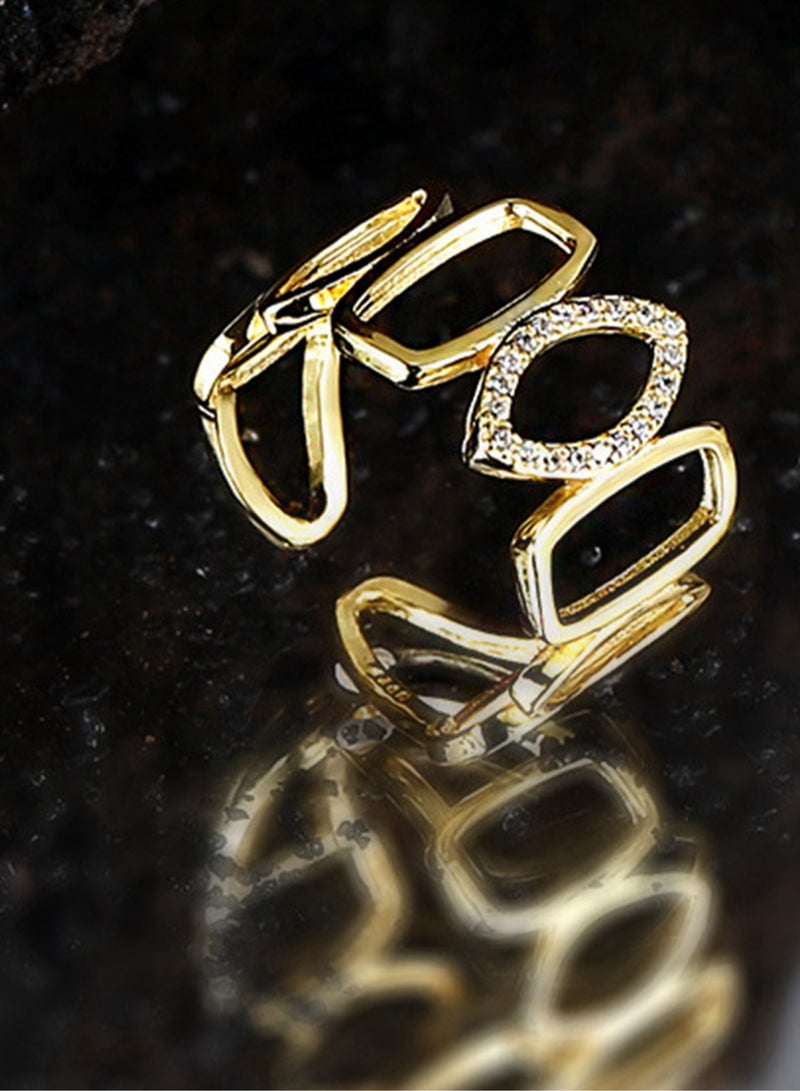 A 925 silver hollow geometric zirconium inlaid open ring with a free packaging box, fashionable and exquisite, dating, gift giving, and versatile temperament for girls - Image 4