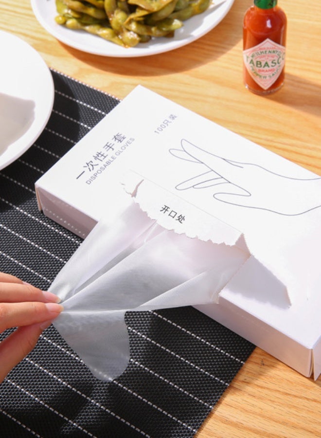 Monda 100-Piece Food-Safe Disposable Plastic Gloves Transparent PE Gloves Film Gloves Waterproof Disposable Gloves Box For Food Handling Home Kitchen Catering - Image 2