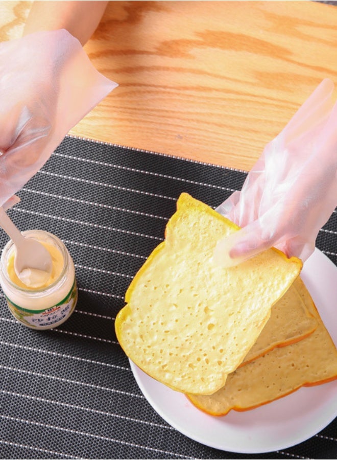 Monda 100-Piece Food-Safe Disposable Plastic Gloves Transparent PE Gloves Film Gloves Waterproof Disposable Gloves Box For Food Handling Home Kitchen Catering - Image 3