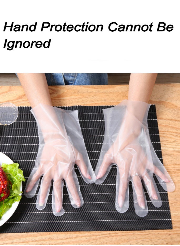 Monda 100-Piece Food-Safe Disposable Plastic Gloves Transparent PE Gloves Film Gloves Waterproof Disposable Gloves Box For Food Handling Home Kitchen Catering - Image 4