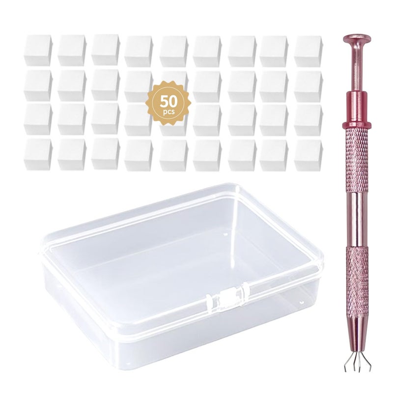 Aoboo Nail Sponges Set for Ombre Gel,Nail Art Tools Set-50Pcs colorful Nail Sponges With 1 pink Grabbing Pen Transparent Plastic Storage Box Used to Store Nail Art Tools - Image 1