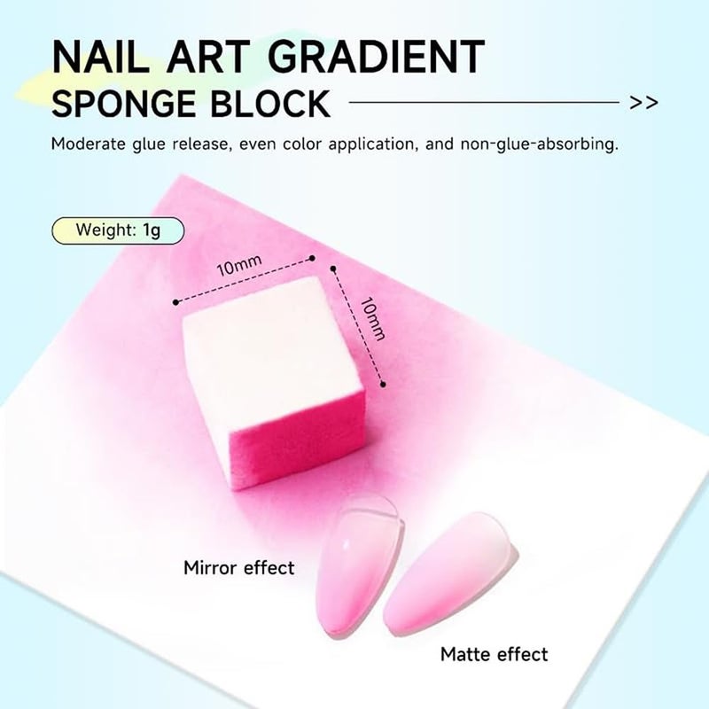 Aoboo Nail Sponges Set for Ombre Gel,Nail Art Tools Set-50Pcs colorful Nail Sponges With 1 pink Grabbing Pen Transparent Plastic Storage Box Used to Store Nail Art Tools - Image 2