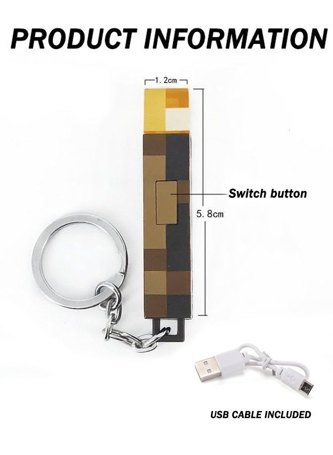 Minecraft Keychain Torch Surrounding Model Pendant Toy Night Light Rechargeable with a USB charging cable Gift for Kids Game Fan - Image 5