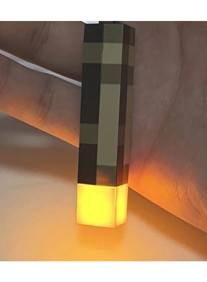Minecraft Keychain Torch Surrounding Model Pendant Toy Night Light Rechargeable with a USB charging cable Gift for Kids Game Fan - Image 3