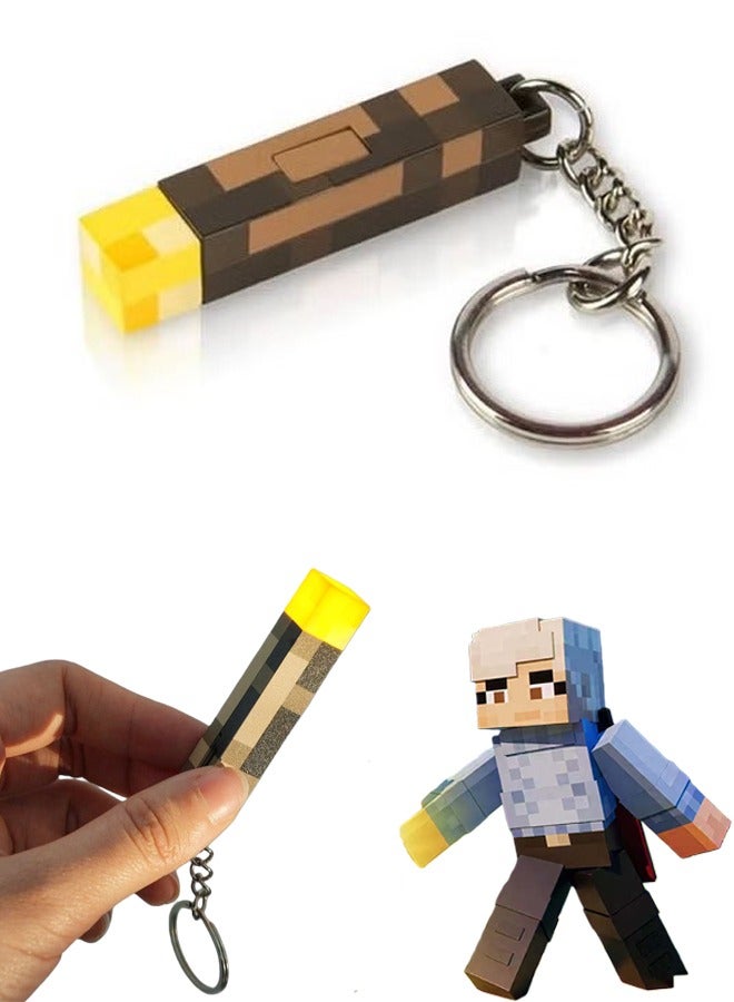 Minecraft Keychain Torch Surrounding Model Pendant Toy Night Light Rechargeable with a USB charging cable Gift for Kids Game Fan - Image 1