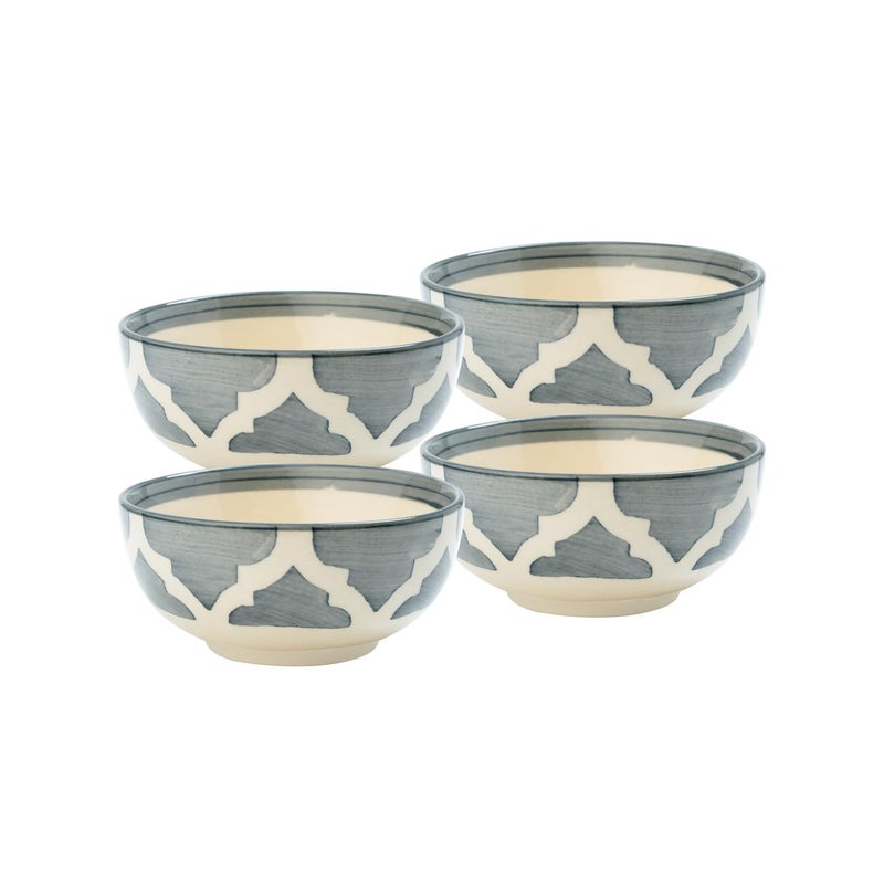 FS COOL Hand Painted Kitchen Ceramic Serving Bowls Porcelain Soup Oatmeal Bowls Set Dishwasher Microwave Oven Safe 200 Ml 10 Cm Suit For Fruits Salad Noodle Rice Ice Cream Grey Set Of 4 - Image 1
