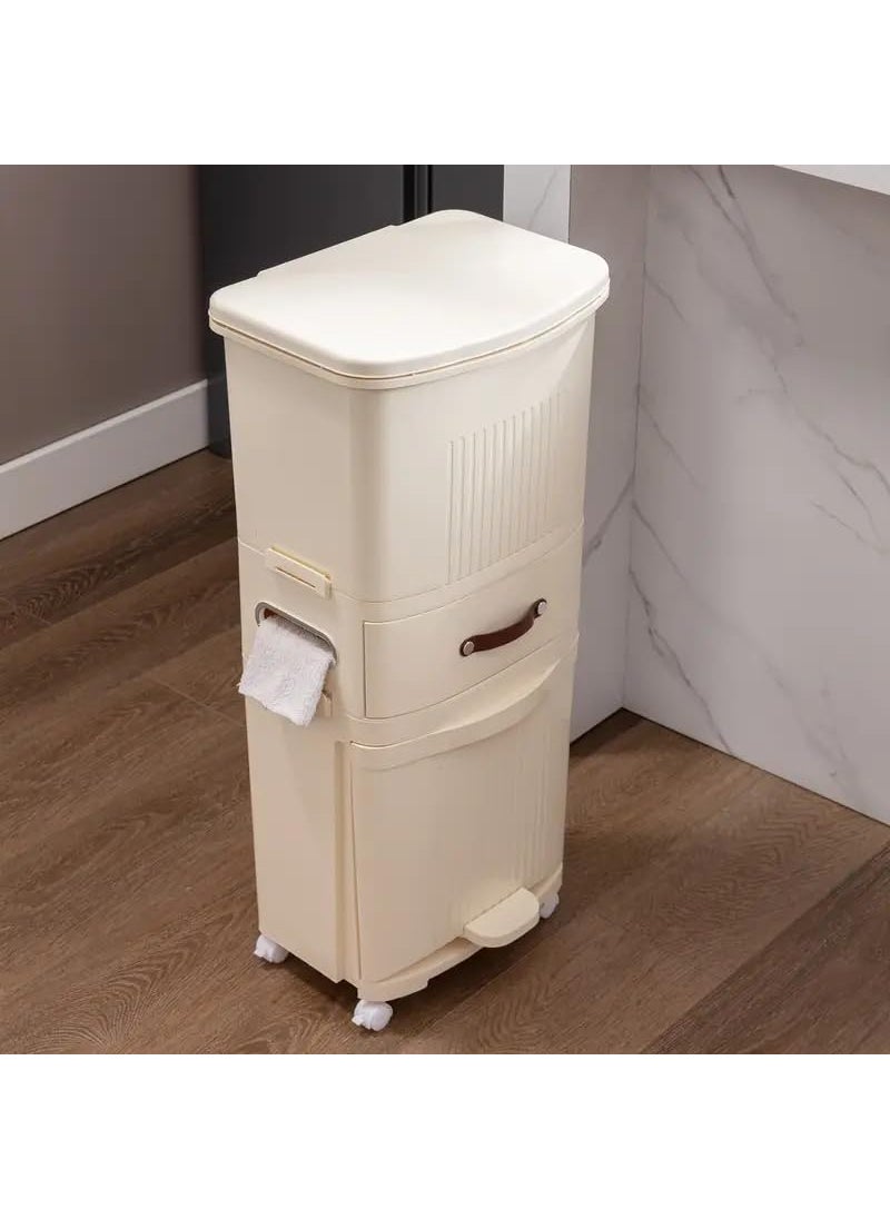 RELEMTRA RELEMTRA Kitchen Wagon with Wheels 3 Tiers Kitchen Storage Vertical Large Capacity No Seeing Bags Sorting Wagon Garbage Bin Simple Color 3 Living Room Dining Room Kitchen Garbage Can  - Image 4