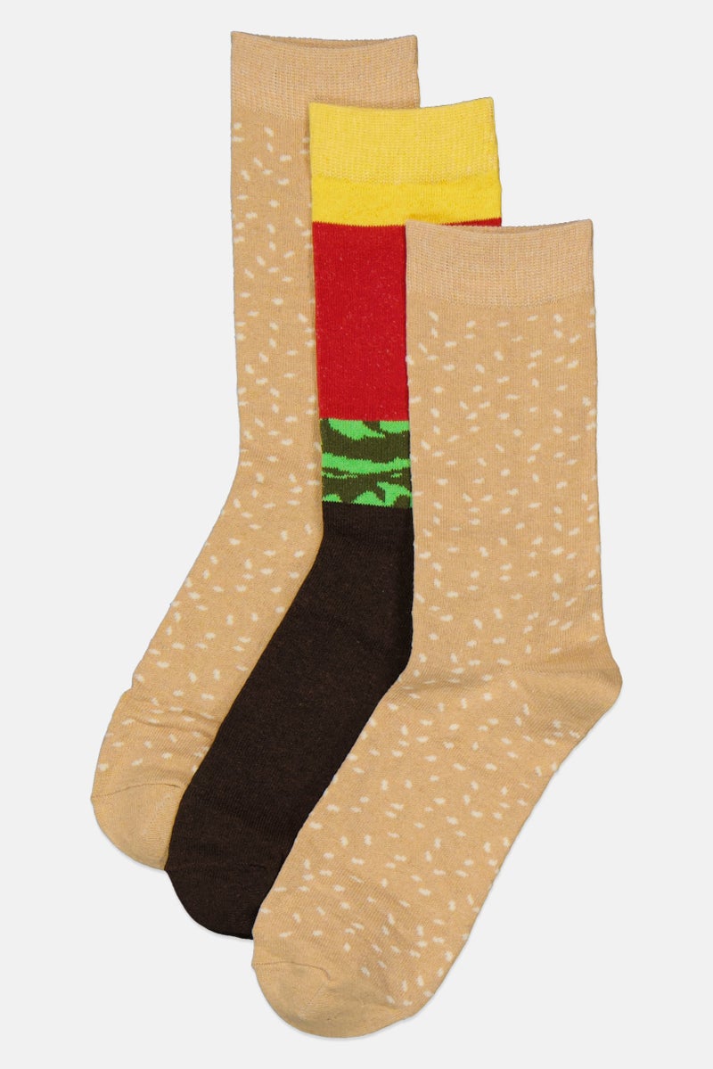 The Orrsum Sock Co Men 3 Pairs Pack Printed Crew Socks, Multicolor - Image 1